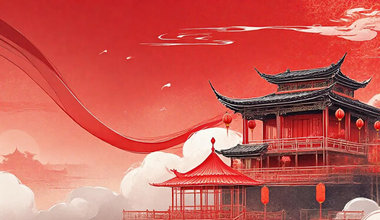 红色中国风宣传册设计封面图