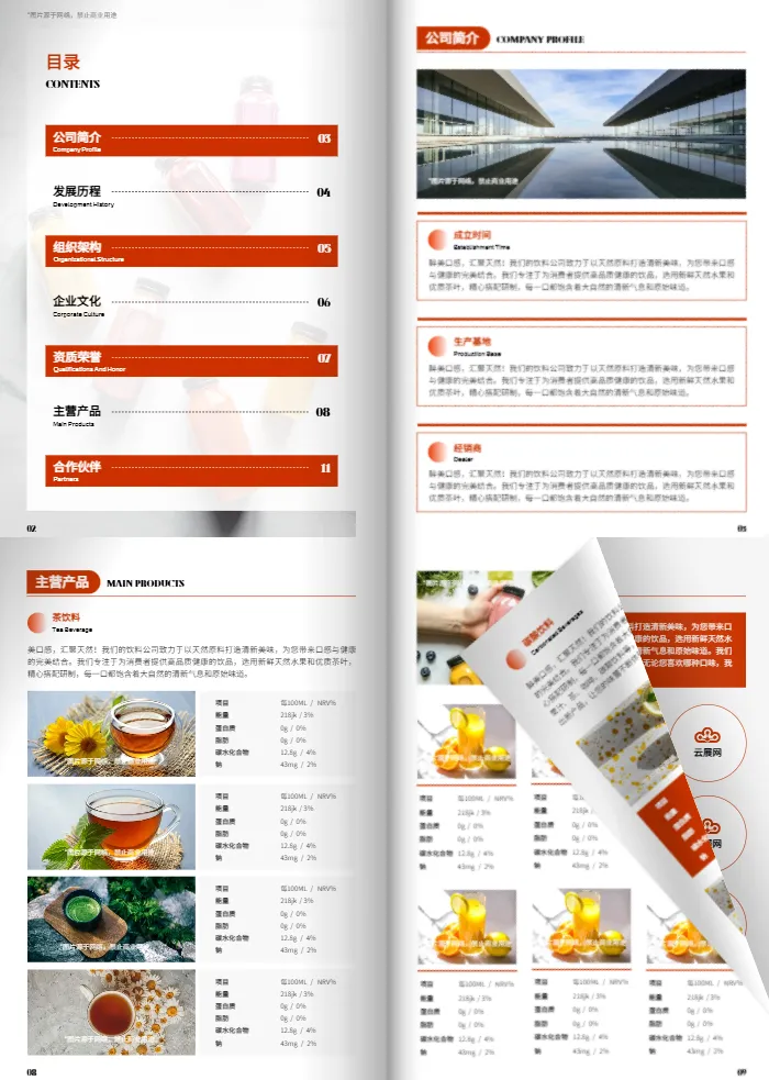 飲料生產(chǎn)飲品公司宣傳畫冊(cè)模板