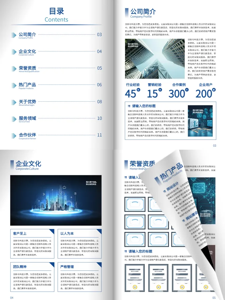 互联网信息科技企业宣传册模板