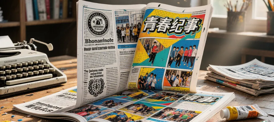 刊物黑白与彩色印刷的对比展示