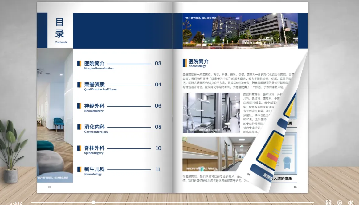 医疗画册内页截图:展示目录排版