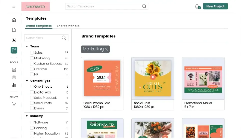 Marq电子宣传册模板管理功能界面