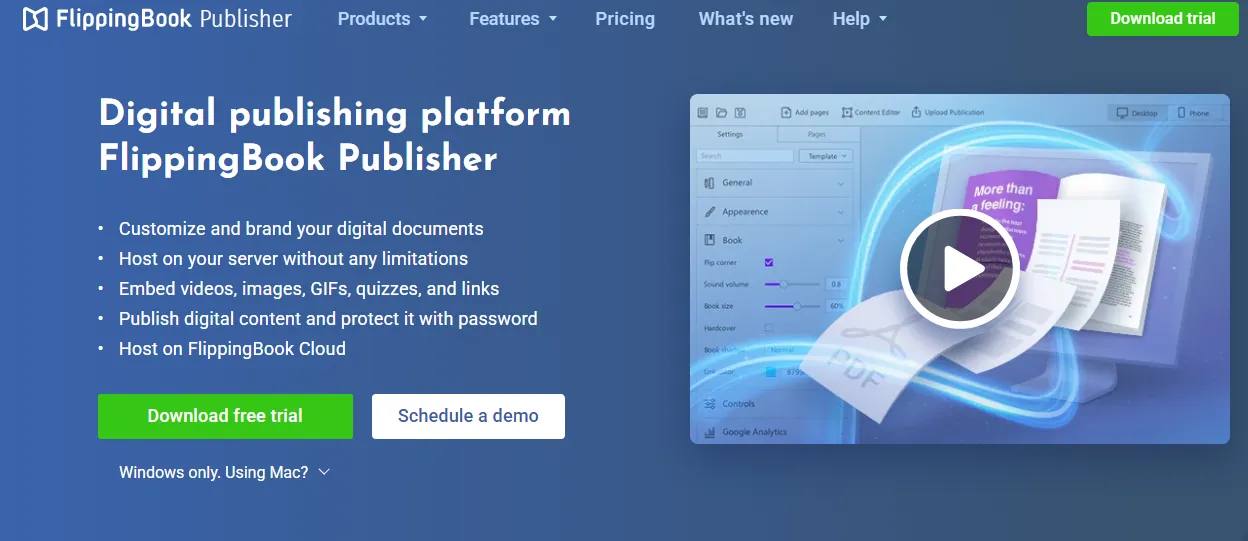 FlippingBook Publisher桌面軟件官網(wǎng)界面