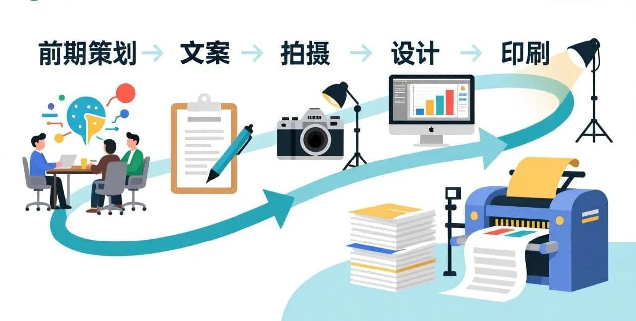 宣传册设计公司完整服务流程：从前期策划、文案、拍摄到设计、印刷