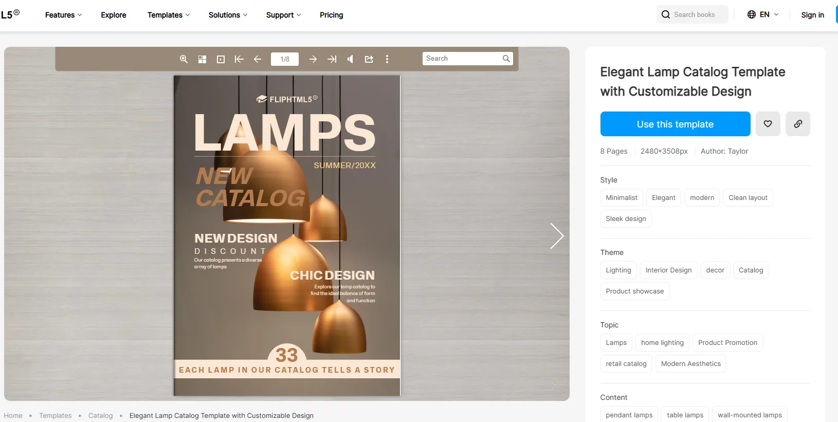 高級典雅燈具產(chǎn)品目錄模板