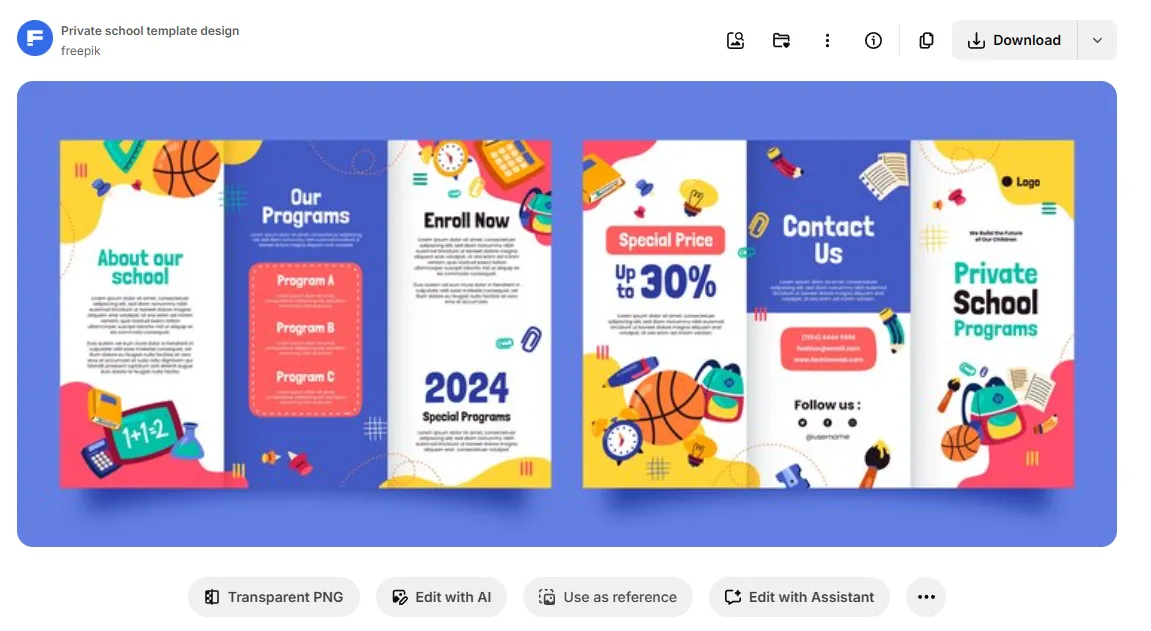 私立幼儿园招生三折页模板